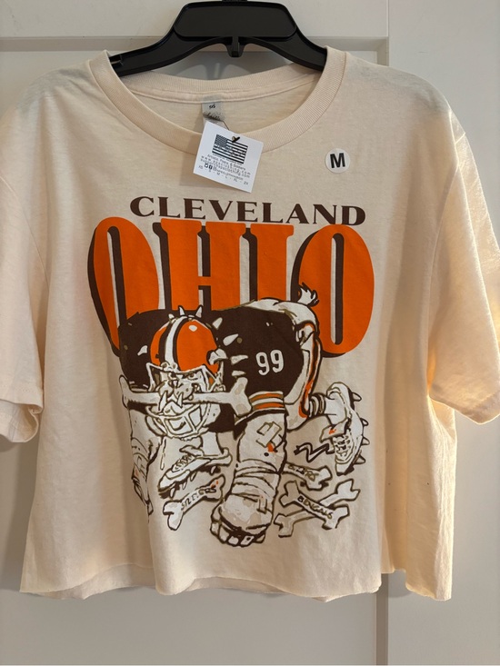 Jerzees Tops - Jerzees Cleveland Ohio Graphic Tee - Cream, Orange, Brown